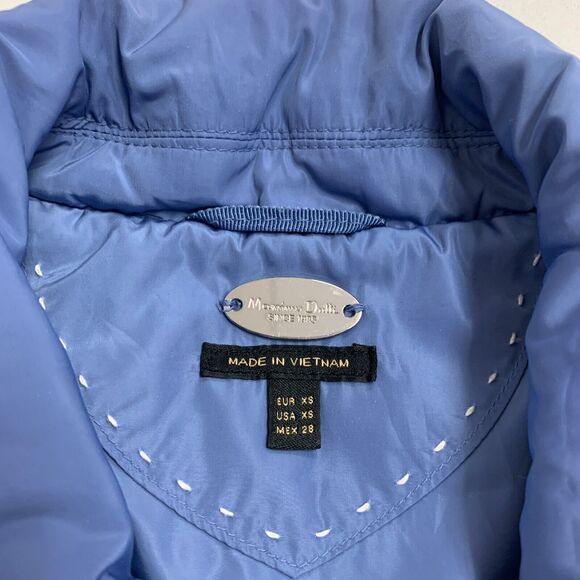 Massimo Dutti Puffer Vest Womens XS Extra Small Blue Jay Snap Button Quilted - Picture 7 of 11